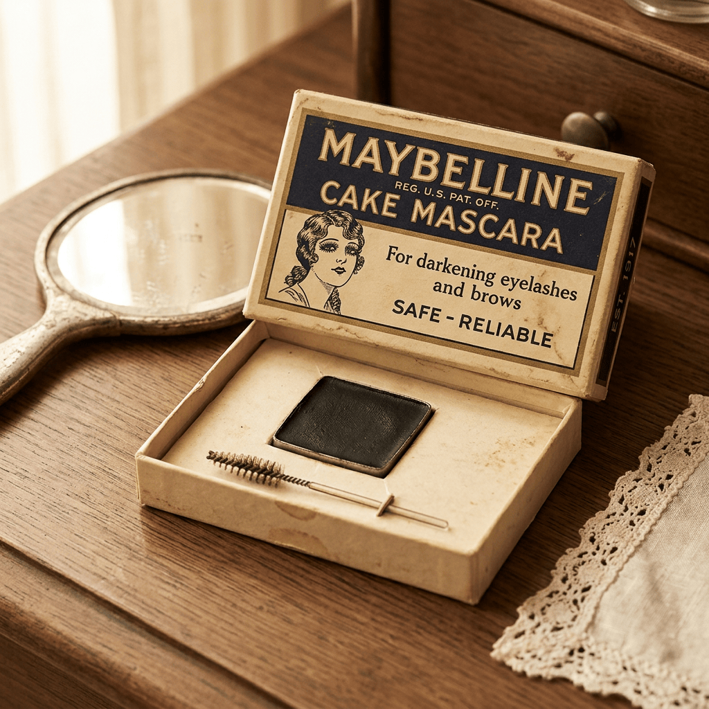 Open Maybelline Cake Mascara box with mirror and applicator