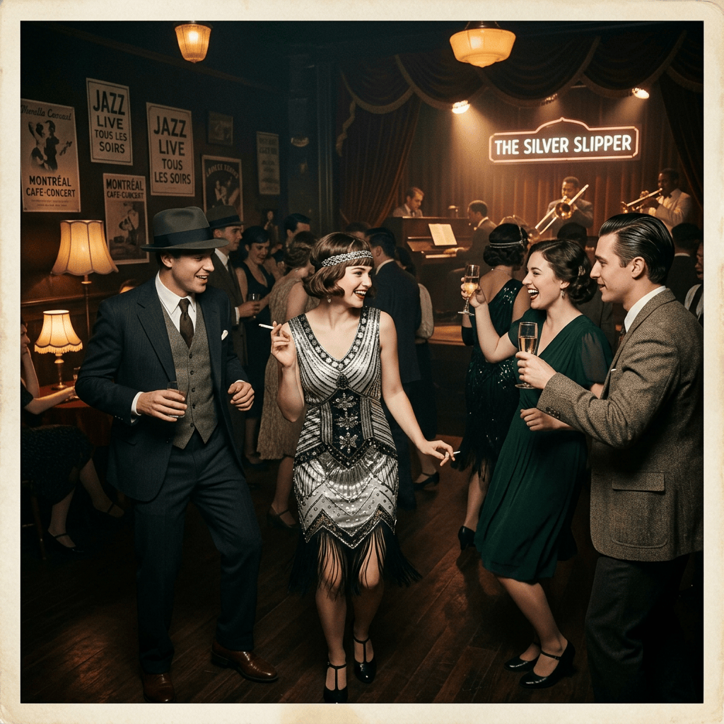 Dancers and guests enjoying live jazz at The Silver Slipper