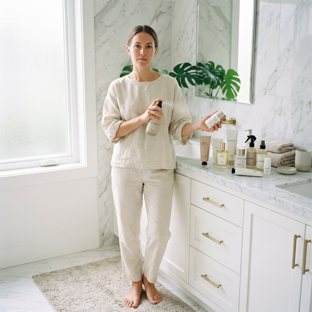Elegant editorial full-body deodorant concept