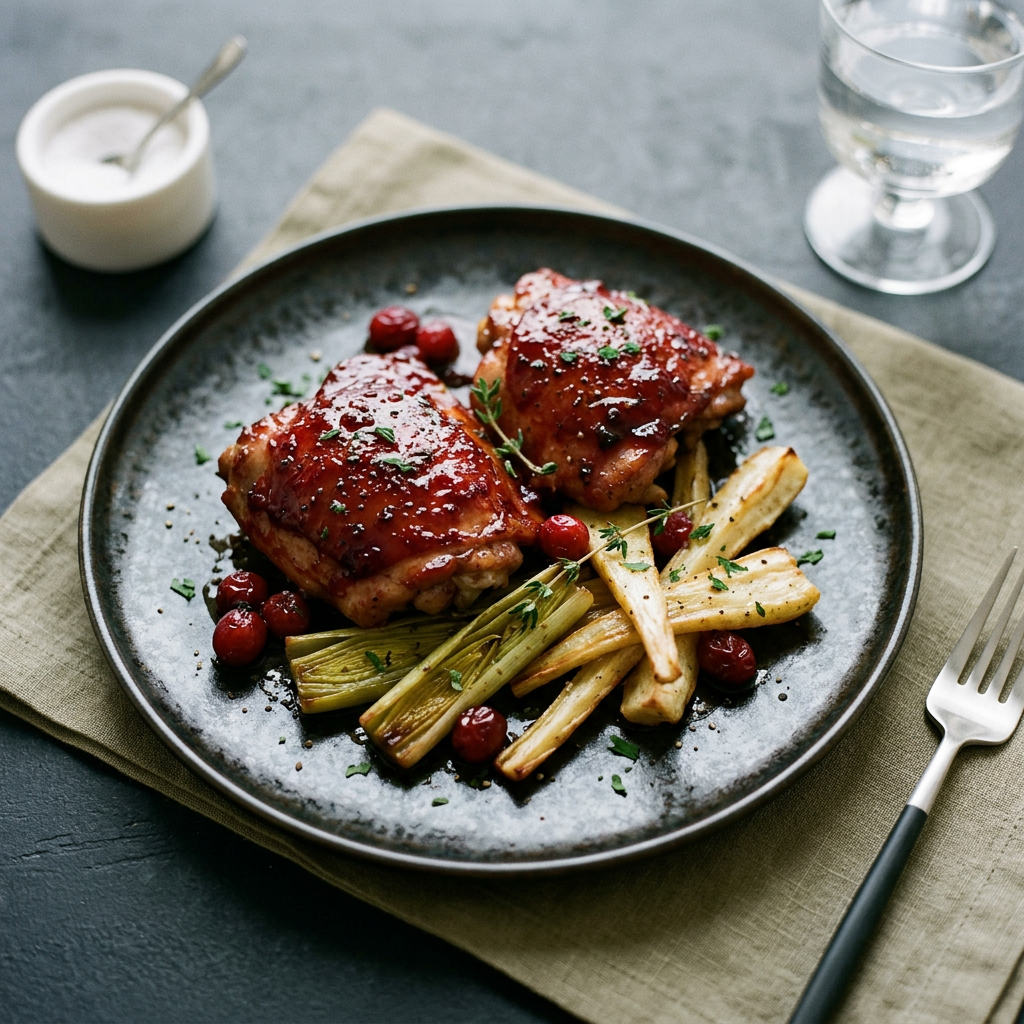 Elegant modern cranberry chicken dish