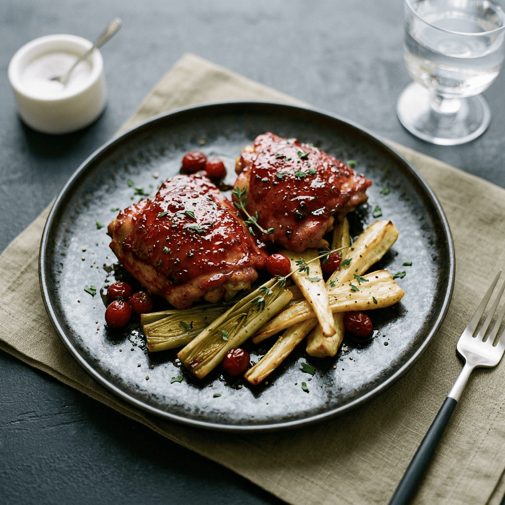Elegant modern cranberry chicken dish