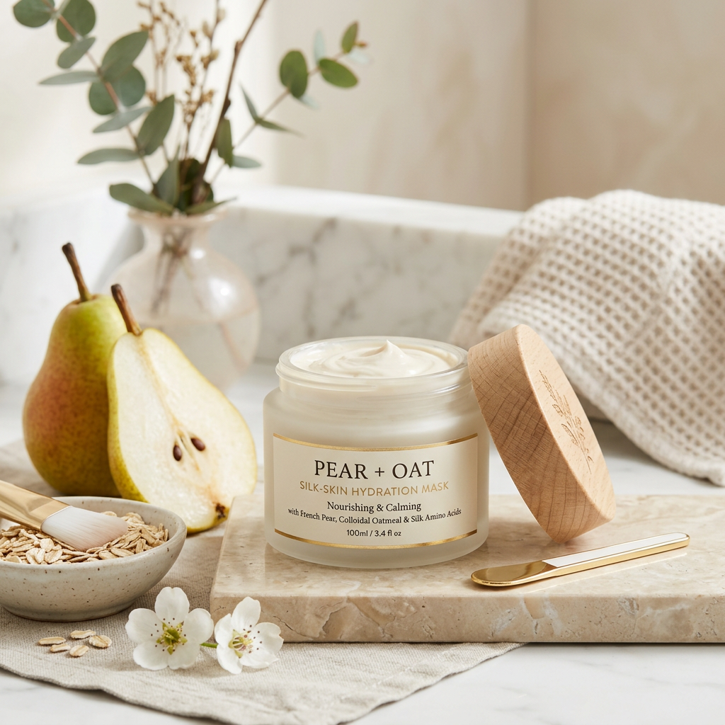 Pear + Oat Silk-Skin Hydration Mask; Nourishing & Calming; with French Pear, Colloidal Oatmeal & Silk Amino Acids; 100 ml / 3.4 fl oz