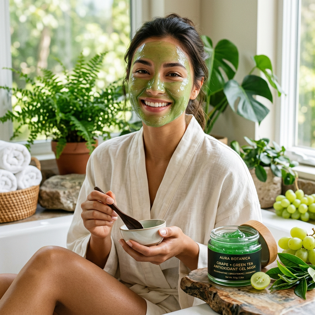 Premium grape green tea gel mask
