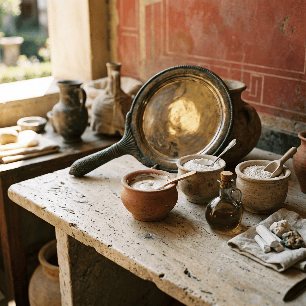 Ancient Roman whitening pastes on marble