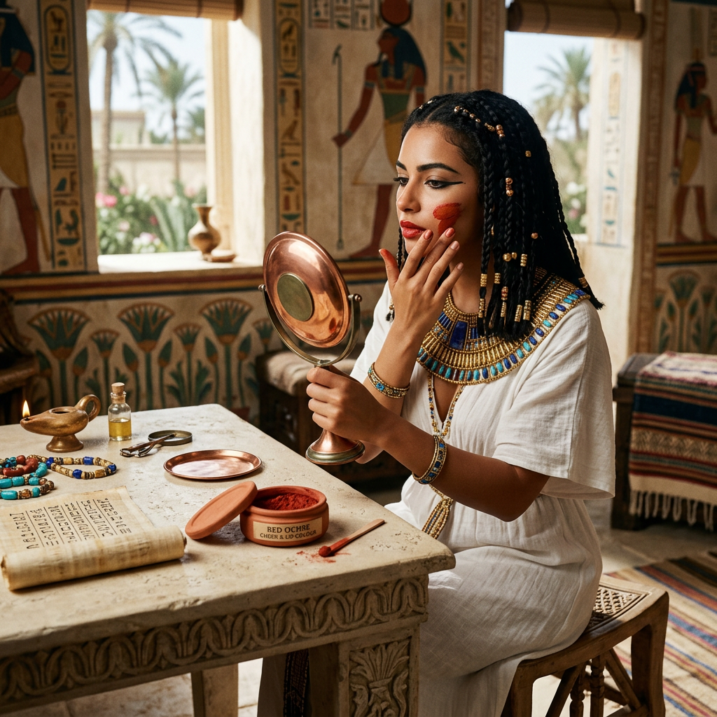 Ancient Egyptian lip and cheek colour editorial