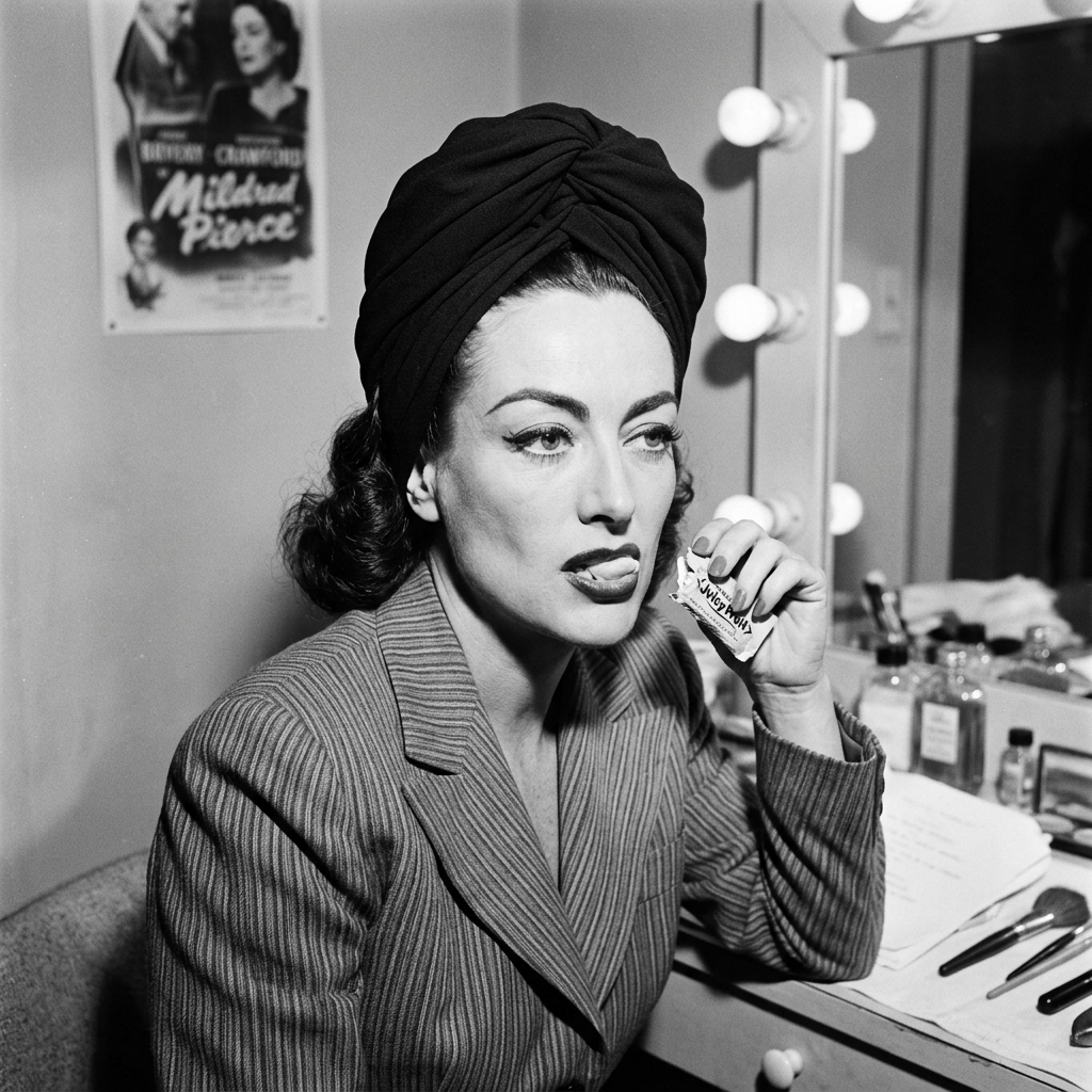 Woman in head wrap seated at a dressing table backstage