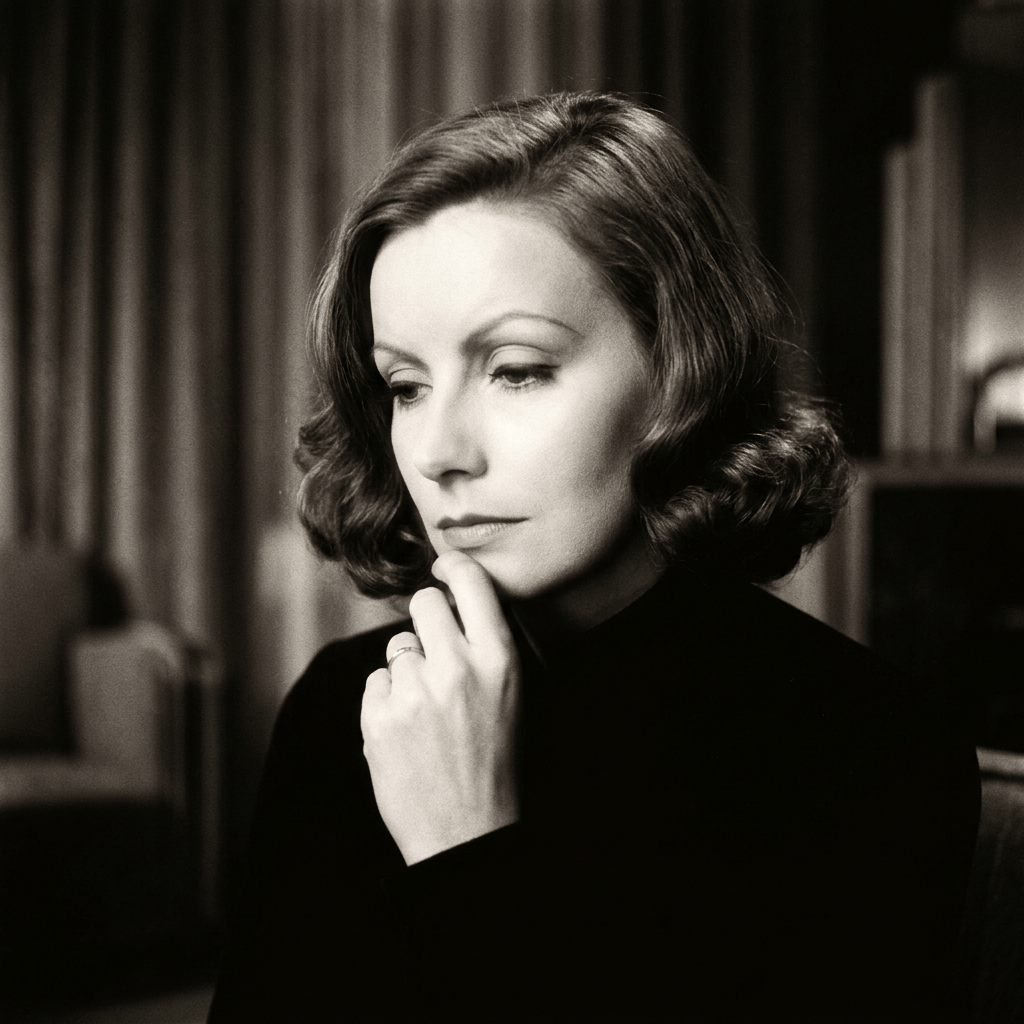 Woman in dark clothing resting her hand beneath her chin