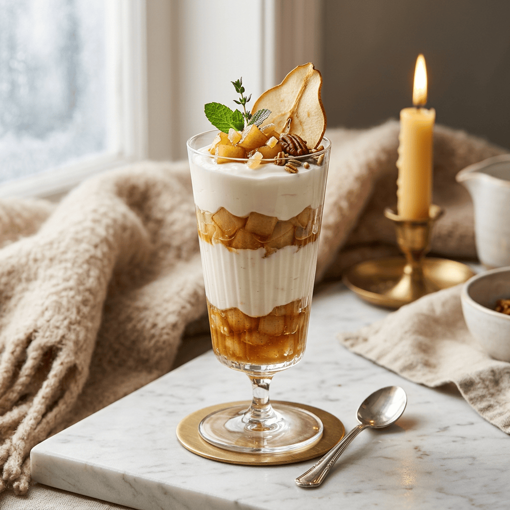 Elegant pear ginger yogurt verrine