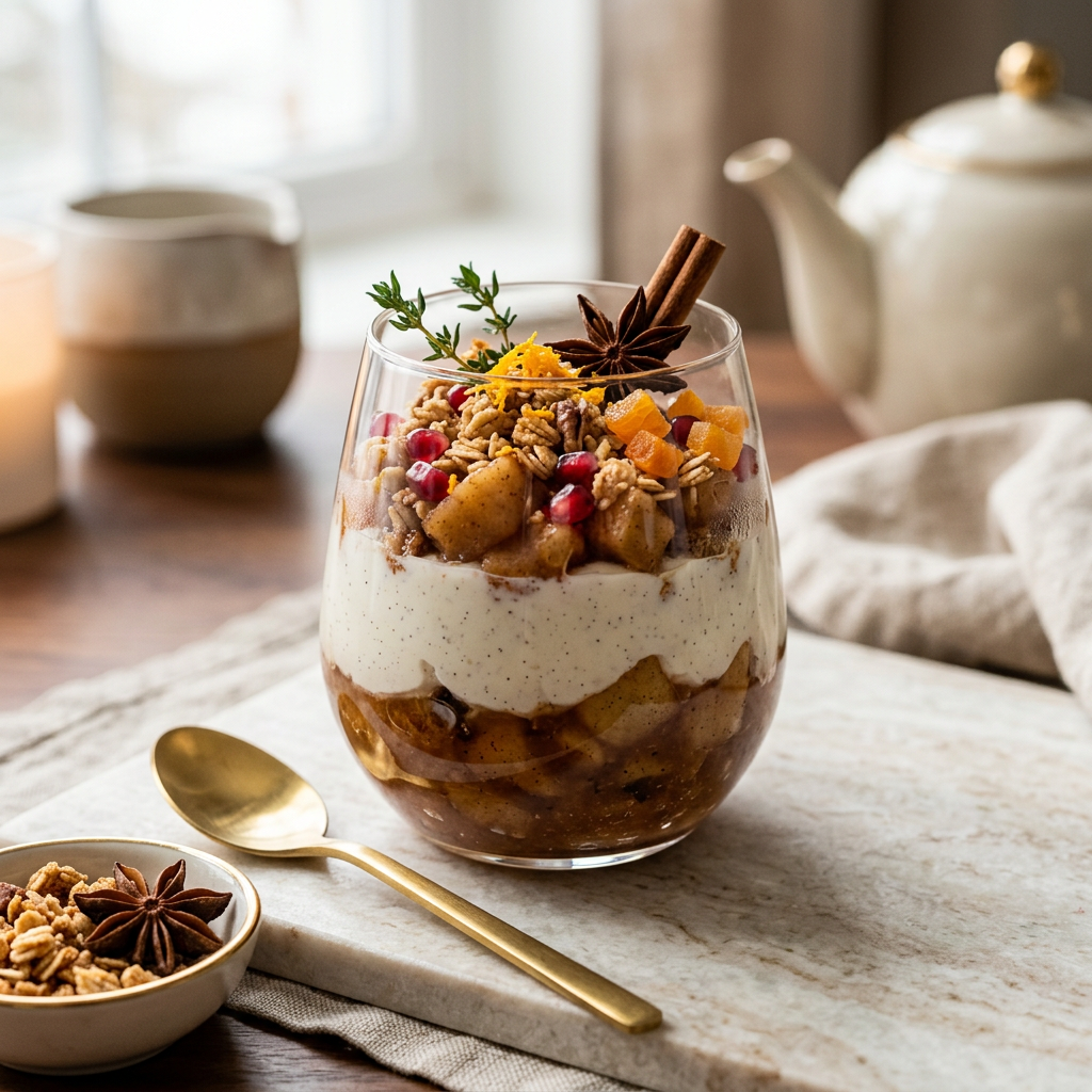 Elegant spiced apple yogurt verrine