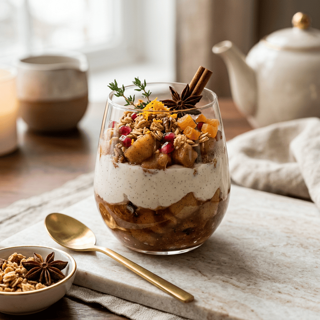 Elegant spiced apple yogurt verrine