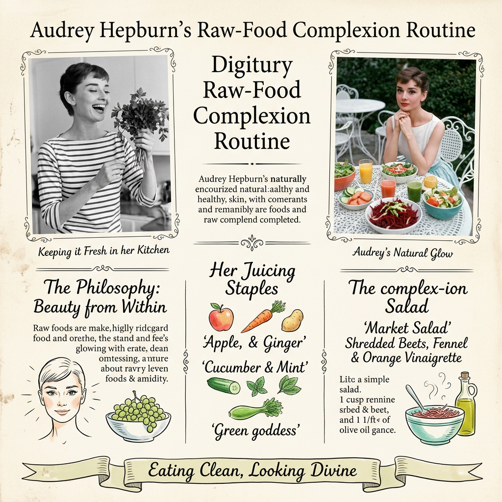 Audrey Hepburn raw-food complexion routine