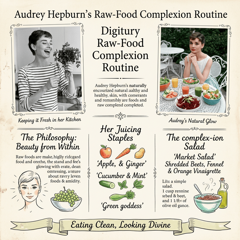 Audrey Hepburn raw-food complexion routine