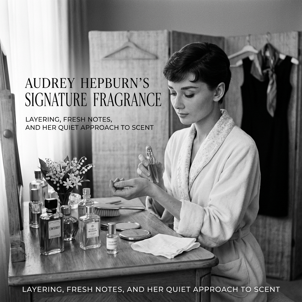 AUDREY HEPBURN’S SIGNATURE FRAGRANCE; LAYERING, FRESH NOTES, AND HER QUIET APPROACH TO SCENT; LAYERING, FRESH NOTES, AND HER QUIET APPROACH TO SCENT